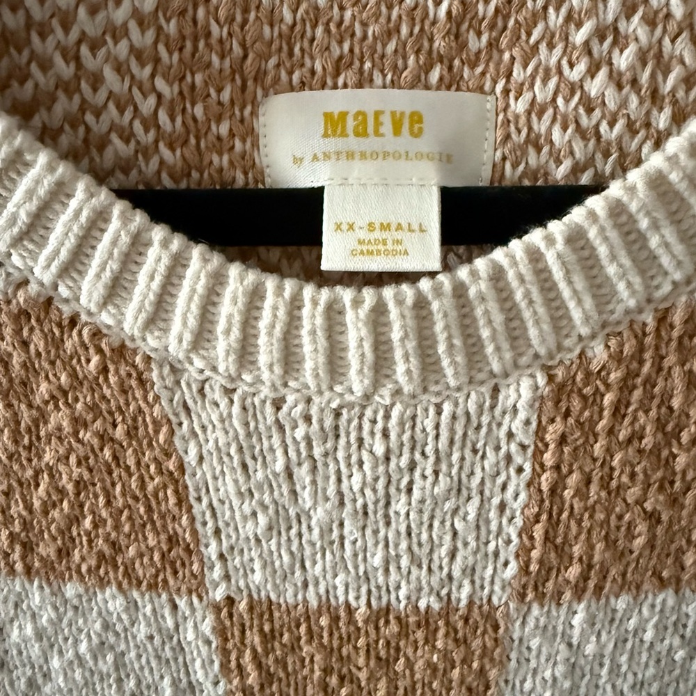 NWT Maeve by Anthropologie Checkered Sweater Vest XXS - Picture 5 of 8